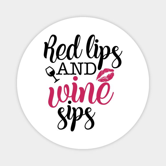 Red Lips And Wine Sips Design Magnet by greygoodz